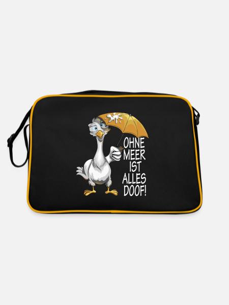 Nord Küste Ohne Meer ist alles Doof Norddeutsch - Retro Tasche - Schwarz/Gold