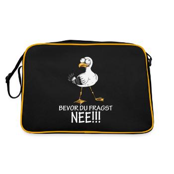 Norden Küste Möwe Spruch Faullenzer Ostsee Nordsee - Retro Tasche - Schwarz/Gold - Hinten
