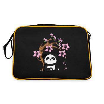 Panda Bear Tree Cherry Blossom Bambou Happy Panda - Sac Retro - noir/or - Dos