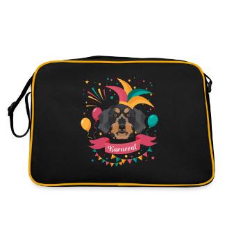 Rauhaardackel Karneval Fasching - Retro Tasche - Schwarz/Gold - Hinten