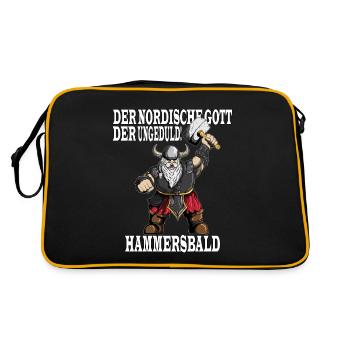 Wikinger Nordische Gott der Ungeduld Hammersbald - Retro Tasche - Schwarz/Gold - Hinten