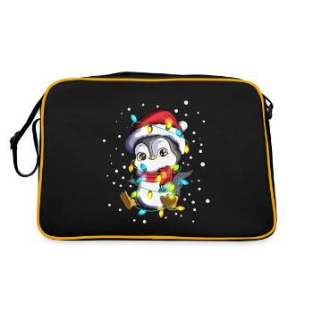 Penguin Christmas Hat Christmas Lights - Retro Bag - black/gold - Back