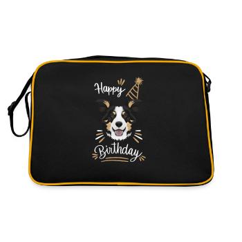 Cadeau d’anniversaire Border Collie - Sac Retro - noir/or - Dos