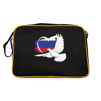 Peace-Zeichen, Frieden für Russland - Retro Tasche - Schwarz/Gold - Hinten