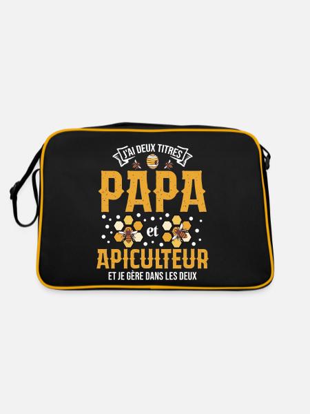 Papa Apiculteur Homme Abeilles Abeille Apiculture - Sac Retro - noir/or - Dos