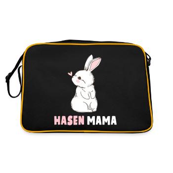 Hasen Mama Ostern Süßes Kaninchen Hasenmama - Retro Tasche - Schwarz/Gold - Hinten
