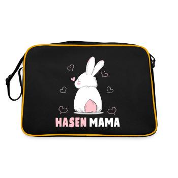 Hasen Mama Süßes Häschen Ostern Hasenmama - Retro Tasche - Schwarz/Gold - Hinten