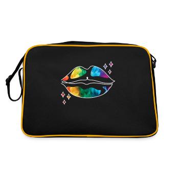 LGBTQ Parade Regenbogenfahne Kuss - Retro Tasche - Schwarz/Gold - Hinten