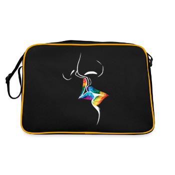 LGBTQ Parade Regenbogenfahne Kuss - Retro Tasche - Schwarz/Gold - Hinten