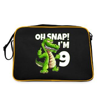 Lizard Lover Alligator Crocodile 9th Birthday - Retro Bag - black/gold - Back
