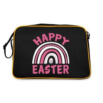 Happy Easter Women Girls Cute Easter Egg Rainbow - Retro Tasche - Schwarz/Gold - Hinten