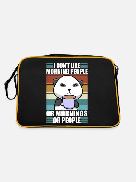 Sarcastic Panda Coffee Moody Lazy Animal - Retro Bag - black/gold - Back