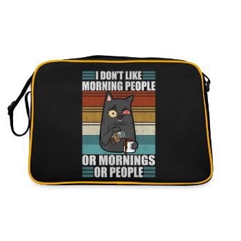 Sarcastic Cat Moody Morning People Coffee Lazy Kit - Retro Bag - black/gold - Back