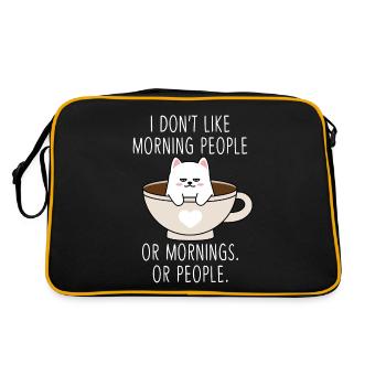 Moody Cat Morning People Café Tired Kitty - Sac Retro - noir/or - Dos
