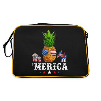 Ananas Drapeau américain 4 juillet Merica USA - Sac Retro - noir/or - Dos