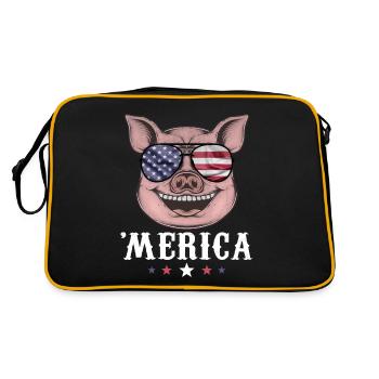 Pig Merica 4 juillet Drapeau américain USA - Sac Retro - noir/or - Dos