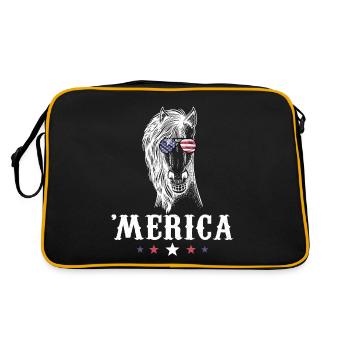 Cheval Merica 4 juillet Drapeau américain USA - Sac Retro - noir/or - Dos