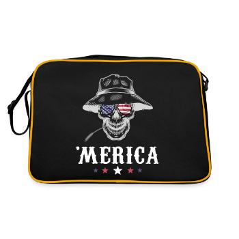 Skull Farmer Merica 4th of July American Flag USA - Retro Tasche - Schwarz/Gold - Hinten