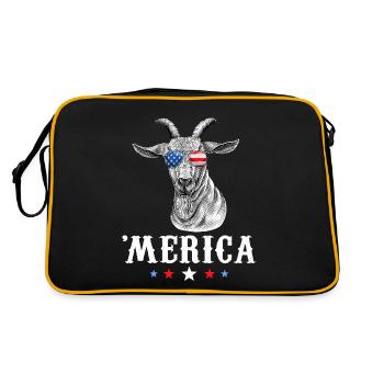 Chèvre Merica 4 juillet Drapeau américain USA - Sac Retro - noir/or - Dos