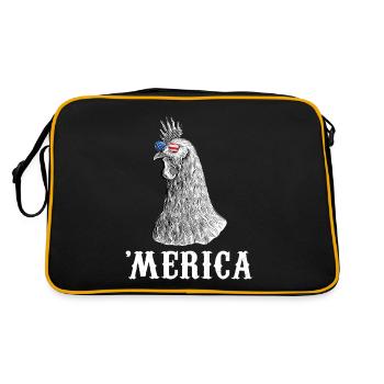 Chicken Merica 4th of July Farmer American Flag US - Retro Tasche - Schwarz/Gold - Hinten