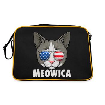 Cat 4th of July USA Kitten American Flag - Retro Tasche - Schwarz/Gold - Hinten