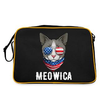 USA Cat 4th of July Kitten American Flag - Retro Tasche - Schwarz/Gold - Hinten