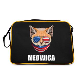 Cat Lynx 4th of July American Flag USA - Retro Tasche - Schwarz/Gold - Hinten