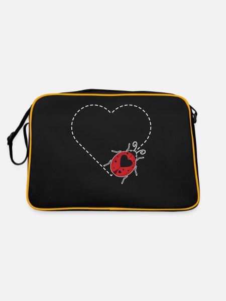 Coccinelle Cœur Insectes Entomologiste - Sac Retro - noir/or - Dos