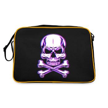 Schädel Glitch Vaporwave Dunkel Pastell Goth - Retro Tasche - Schwarz/Gold - Hinten