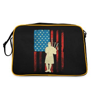 Patriotic Bagpiper American Flagg - Retro Bag - black/gold - Back
