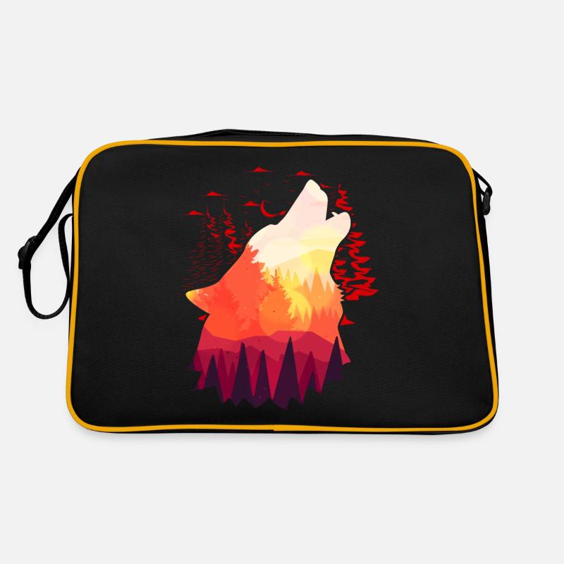 Hurlement de loup Coucher de soleil Nature Lune Sac Retro