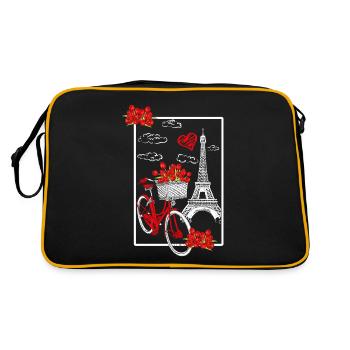 Paris France Voyage Vélo Fleurs Tour Eiffel - Sac Retro - noir/or - Dos