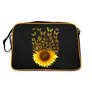 Tournesol Papillons Femmes Filles Floral - Sac Retro - noir/or - Dos