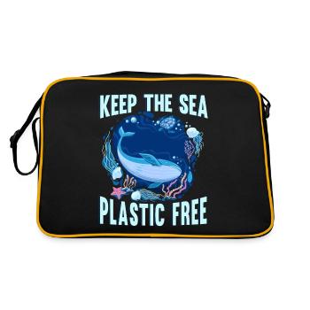 Plastic Free Sea Erde Pflege Tier Rettung - Retro Tasche - Schwarz/Gold - Hinten