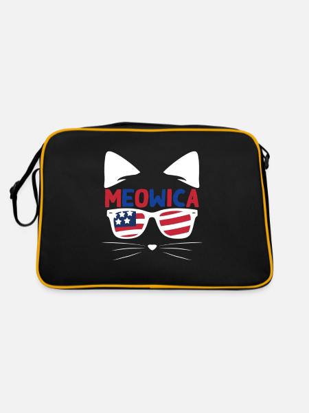 Meows America USA Patriotic Cat July 4 - Retro Bag - black/gold - Back