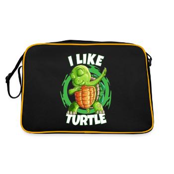 Water Lover Turtle Dabbing Fun Shirt - Retro Bag - black/gold - Back