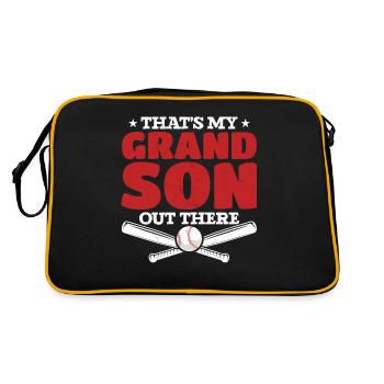 Enkel Baseballspieler Stolze Großeltern - Retro Tasche - Schwarz/Gold - Hinten