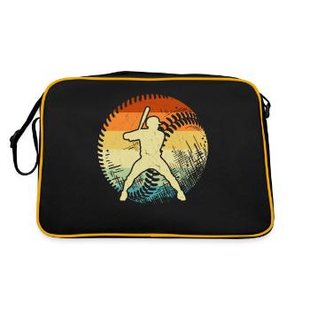 Retro Baseballschläger Männer Jungen Baseball - Retro Tasche - Schwarz/Gold - Hinten