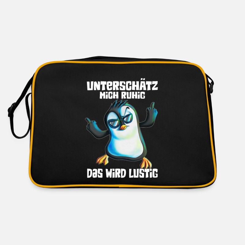 unterschätz mich ruhig das wird lustig Pinguin Retro Tasche