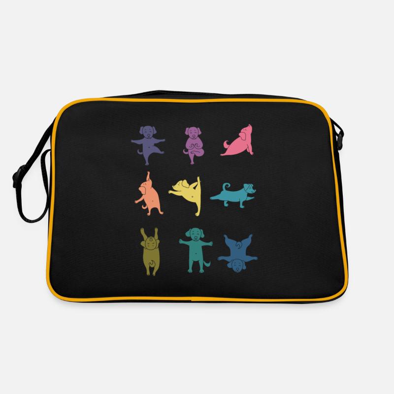 Bunter Hund Yoga Pose Lustiger Yogalehrer Retro Tasche
