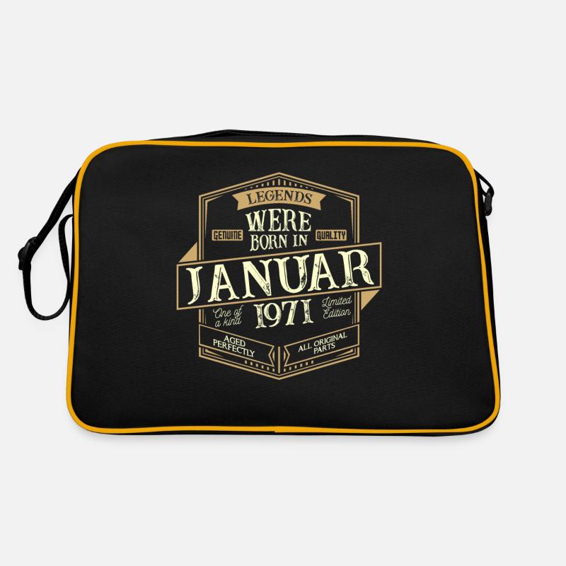 Januar 1971 Geburtstag Mann - Retro Tasche - Schwarz/Gold