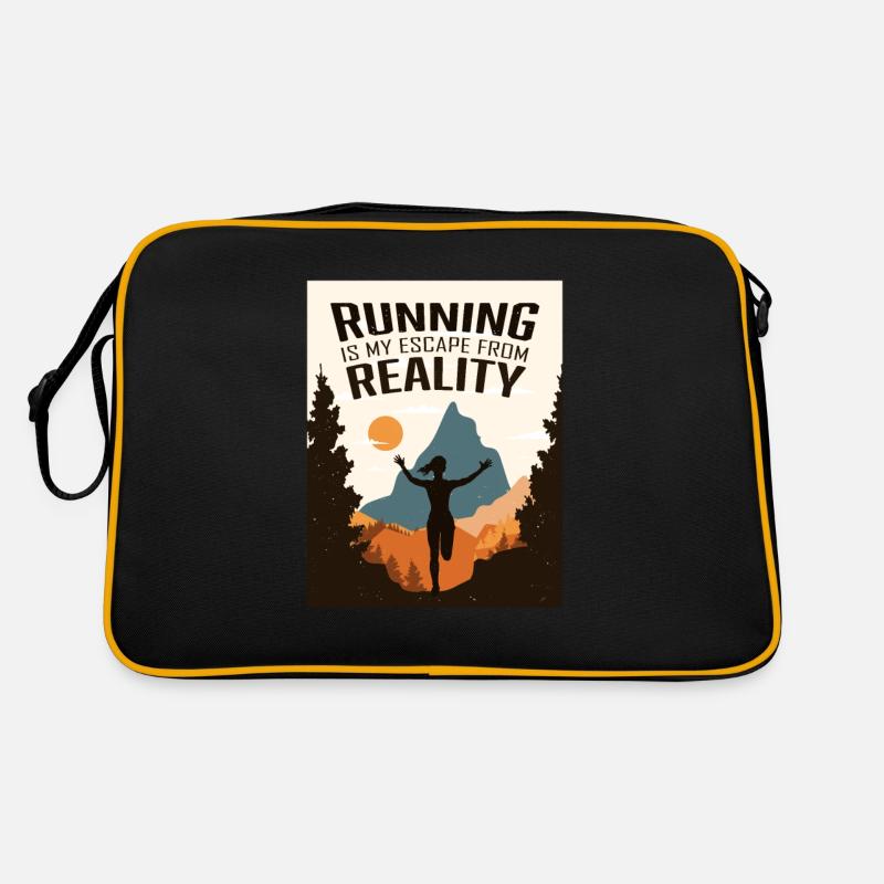 Marathon, Trailrunning, Läuferin - Retro Tasche - Schwarz/Gold