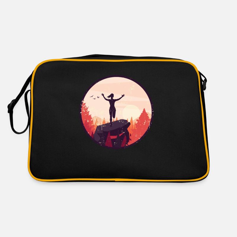 Marathon, Trailrunning Läuferin - Retro Tasche - Schwarz/Gold