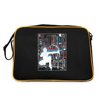 Vaporwave Synthwave Skyline Arrowtag - Sac Retro - noir/or - Dos