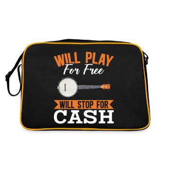 Schlechter Banjospieler Humor Folk Country Musik - Retro Tasche - Schwarz/Gold - Hinten