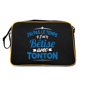 J'ai pas le temps j'ai bêtise avec tonton Cadeau - Sac Retro - noir/or - Dos