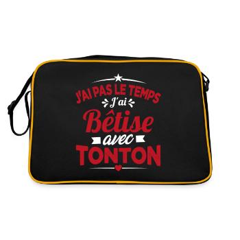 J'ai pas le temps j'ai bêtise avec tonton Cadeau - Sac Retro - noir/or - Dos