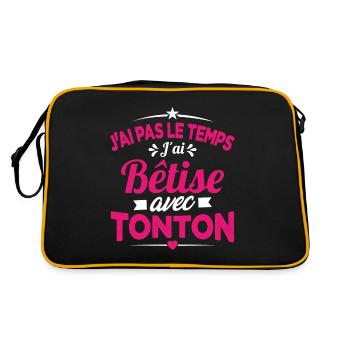J'ai pas le temps j'ai bêtise avec tonton Cadeau - Sac Retro - noir/or - Dos