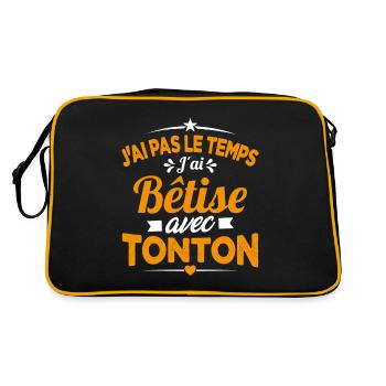 J'ai pas le temps j'ai bêtise avec tonton Cadeau - Sac Retro - noir/or - Dos