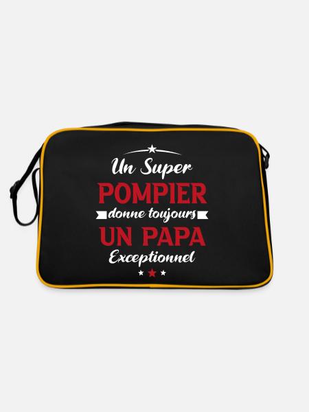 Pompier futur papa sapeur pompier anniversaire - Sac Retro - noir/or - Dos